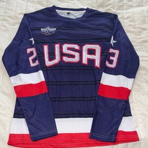 Fox Navy and White Hockey Jersey